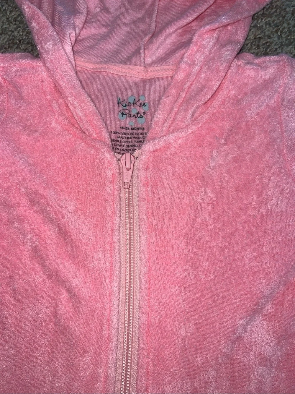 Pink Hooded Zip-Up Terry Dress